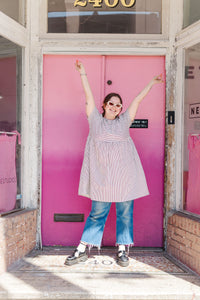 Everyday Dress in Striped Linen (RTS)