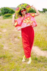 Mid Easy Pant in Cherry Linen (RTS)