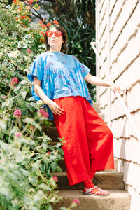 Mid Easy Pant in Cherry Linen (RTS)