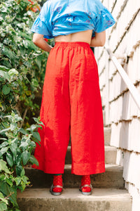 Mid Easy Pant in Cherry Linen (RTS)