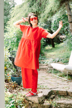 Mid Easy Pant in Cherry Linen (RTS)