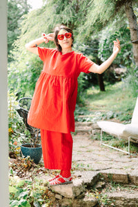 Mid Easy Pant in Cherry Linen (RTS)
