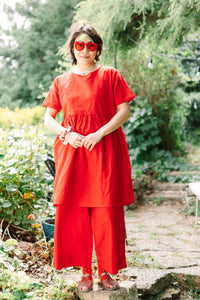 Mid Easy Pant in Cherry Linen (RTS)