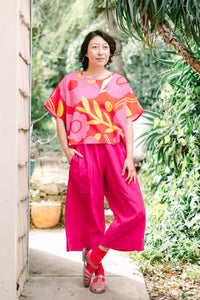 Mid Easy Pant in Hot Pink Linen (RTS)