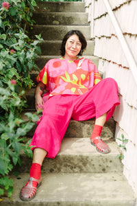 Mid Easy Pant in Hot Pink Linen (RTS)