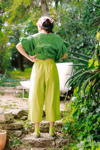 Mid Easy Pant in Limeade Linen (RTS)