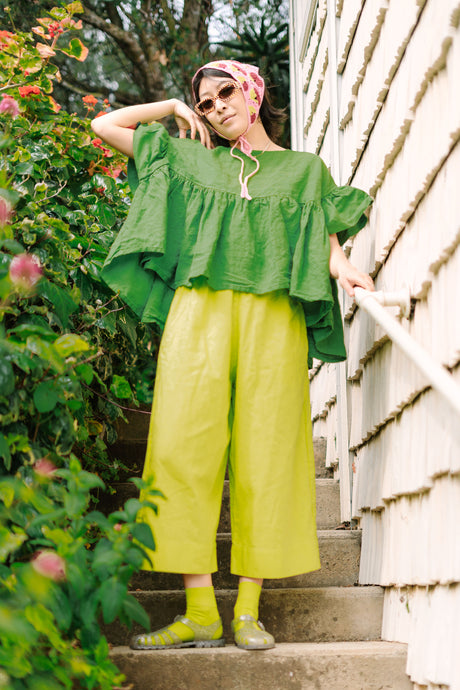 Mid Easy Pant in Limeade Linen (RTS)