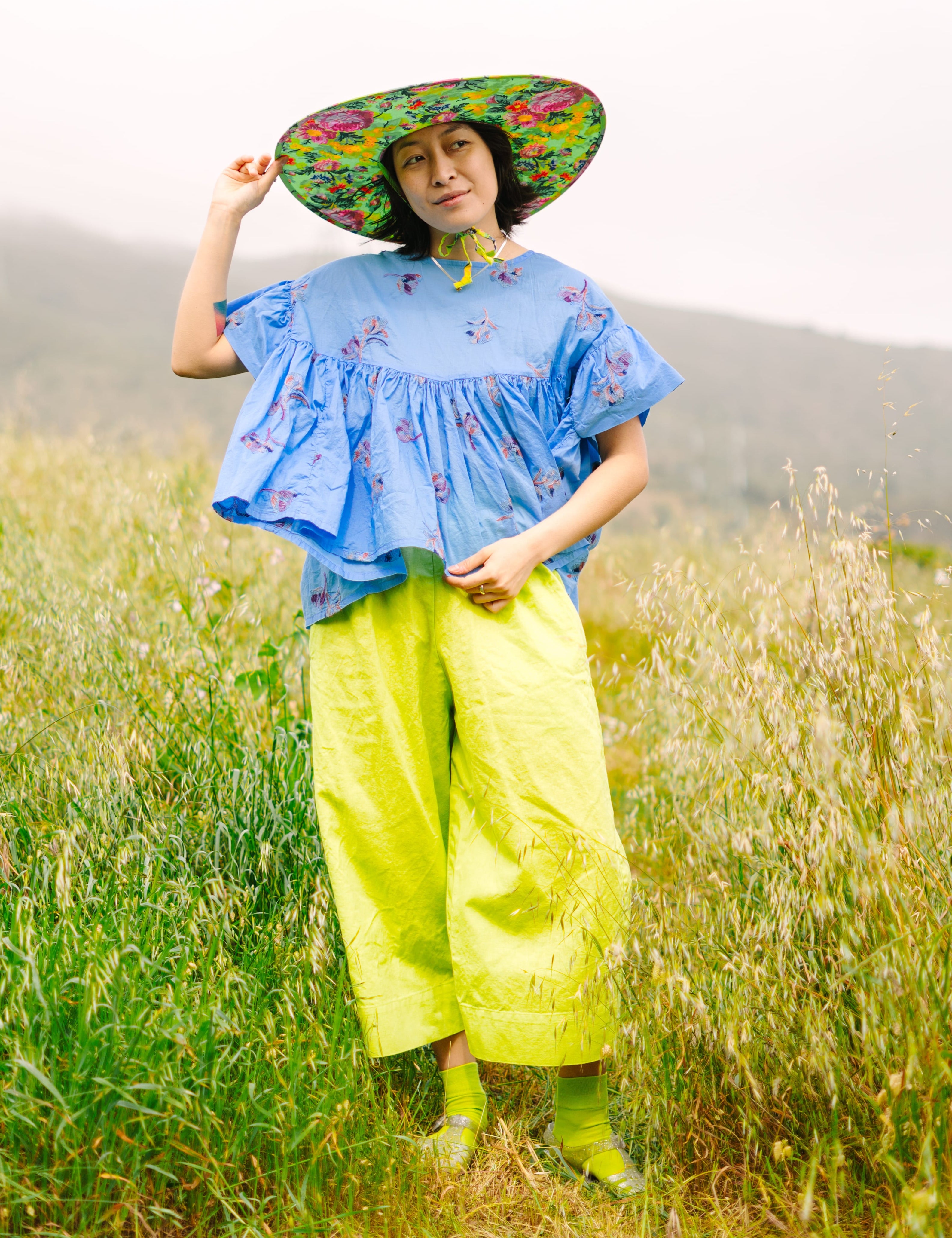 Mid Easy Pant in Limeade Linen (RTS)
