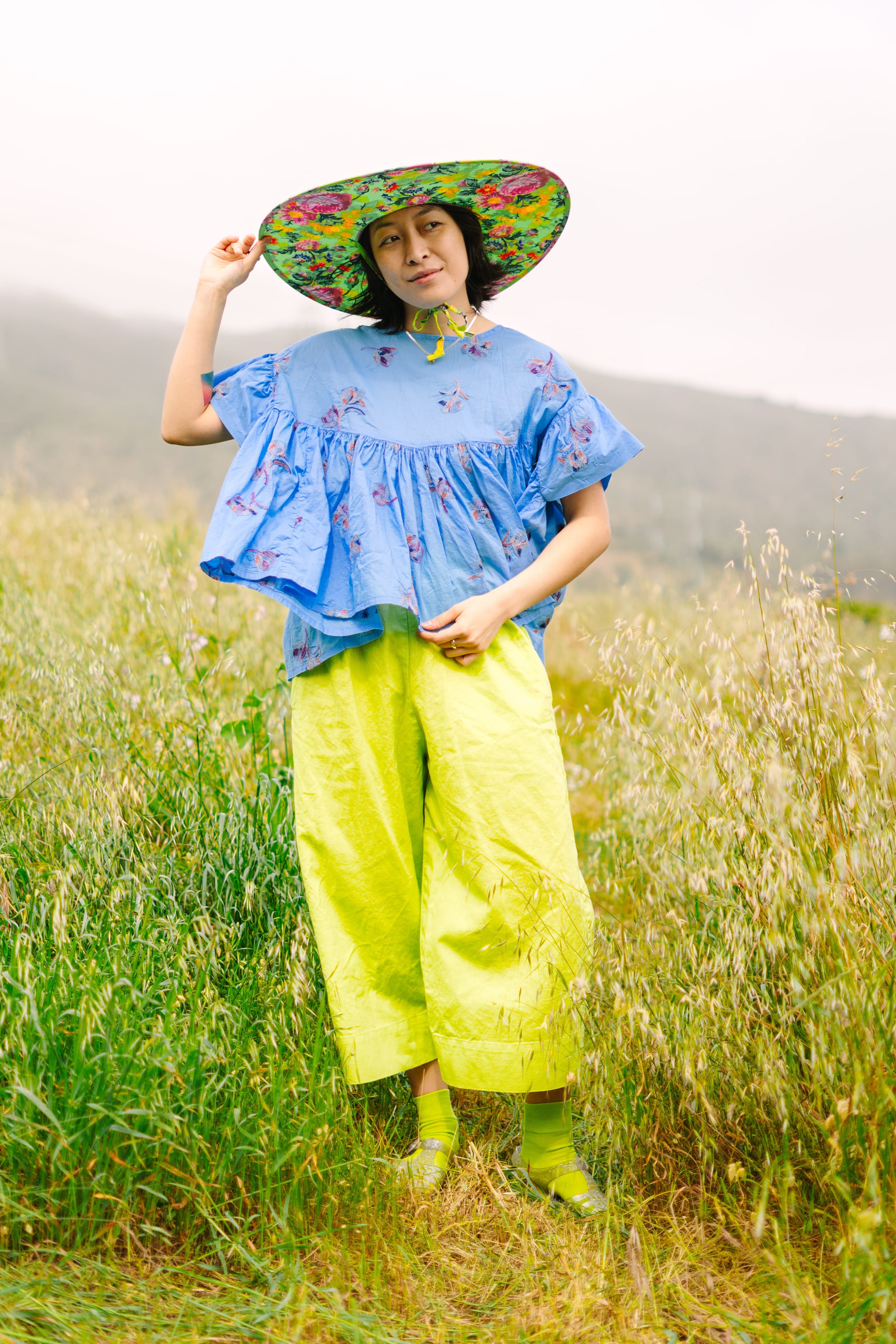 Mid Easy Pant in Limeade Linen (RTS)