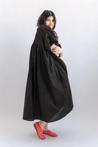 Mushroom Dress in Black Cotton Lawn (RTS)