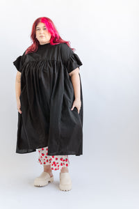 Mushroom Dress in Black Cotton Lawn (RTS)