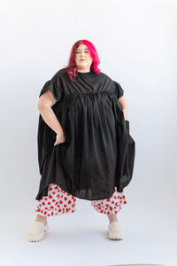 Mushroom Dress in Black Cotton Lawn (RTS)