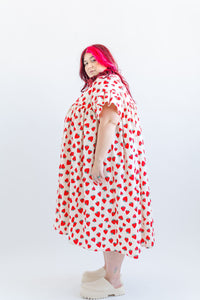Mushroom Dress in Strawberry Cotton Poplin