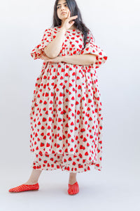 Mushroom Dress in Strawberry Cotton Poplin