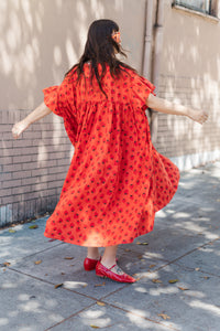 Mushroom Dress in Strawberry Margarita Cotton Poplin (RTS)