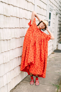 Mushroom Dress in Strawberry Margarita Cotton Poplin (RTS)