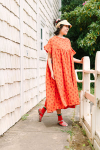 Mushroom Dress in Strawberry Margarita Cotton Poplin (RTS)
