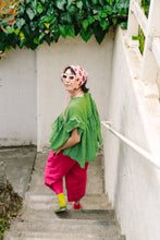 Mushroom Top in Acid Green Linen (RTS)