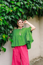 Mushroom Top in Acid Green Linen (RTS)