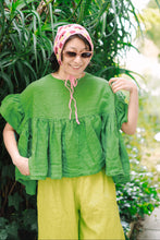 Mushroom Top in Acid Green Linen (RTS)
