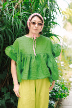 Mushroom Top in Acid Green Linen (RTS)