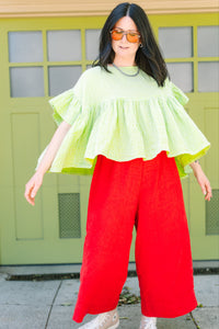 Mushroom Top in Limeade Check (RTS)