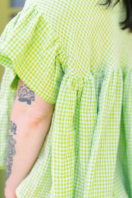 Mushroom Top in Limeade Check (RTS)