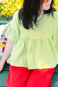 Mushroom Top in Limeade Check (RTS)