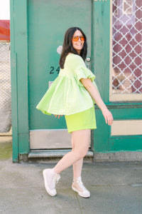 Mushroom Top in Limeade Check (RTS)