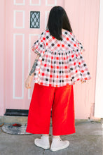 Mushroom Top in Red Plaid (RTS)