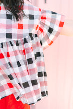 Mushroom Top in Red Plaid (RTS)