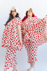 Ruffle Pants in Strawberry Cotton Poplin (PREORDER)
