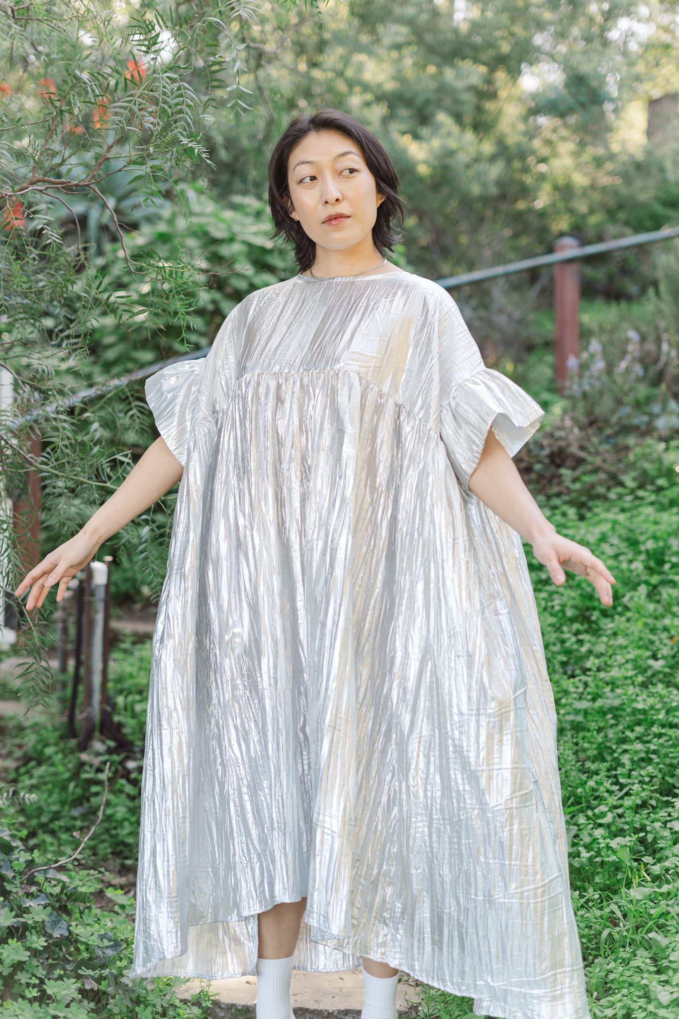 SILVER METALLIC MUSHROOM DRESS OS- SILVER METALLIC MUSHROOM DRESS OS-