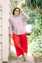 Soft Volume Long Sleeve Top in Striped Linen (RTS)