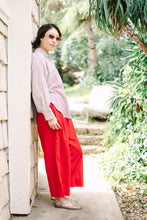 Soft Volume Long Sleeve Top in Striped Linen (RTS)