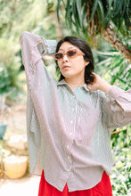 Soft Volume Long Sleeve Top in Striped Linen (RTS)