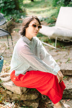 Soft Volume Long Sleeve Top in Striped Linen (RTS)