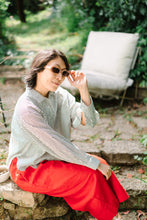 Soft Volume Long Sleeve Top in Striped Linen (RTS)
