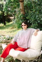 Soft Volume Long Sleeve Top in Striped Linen (RTS)