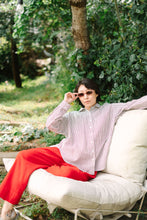 Soft Volume Long Sleeve Top in Striped Linen (RTS)