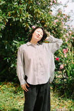 Soft Volume Long Sleeve Top in Striped Linen (RTS)
