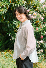 Soft Volume Long Sleeve Top in Striped Linen (RTS)