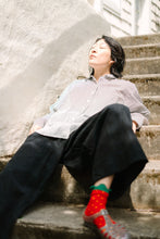 Soft Volume Long Sleeve Top in Striped Linen (RTS)