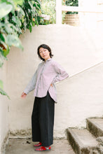 Soft Volume Long Sleeve Top in Striped Linen (RTS)