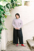 Soft Volume Long Sleeve Top in Striped Linen (RTS)