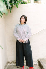 Soft Volume Long Sleeve Top in Striped Linen (RTS)