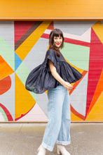 Mushroom Top in Black Shiny Floral (RTS)