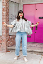 Mushroom Top in Stripe Linen (RTS)