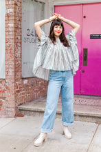 Mushroom Top in Stripe Linen (RTS)