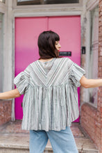 Mushroom Top in Stripe Linen (RTS)